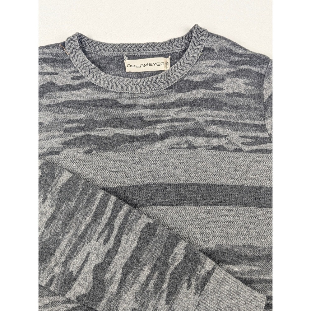 Obermeyer Mens Grey Camo Merino Wool Blend Crewneck Sweater Size M - Picture 3 of 14